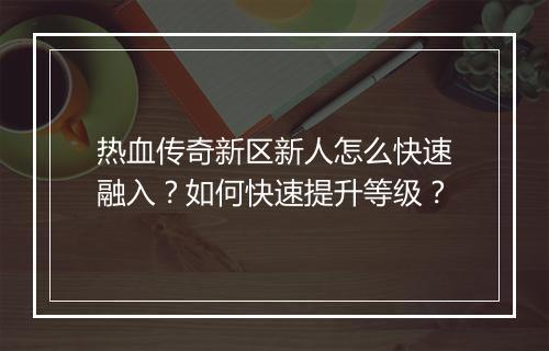 热血传奇新区新人怎么快速融入？如何快速提升等级？