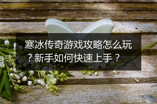 寒冰传奇游戏攻略怎么玩？新手如何快速上手？