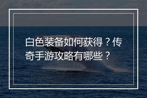 白色装备如何获得？传奇手游攻略有哪些？