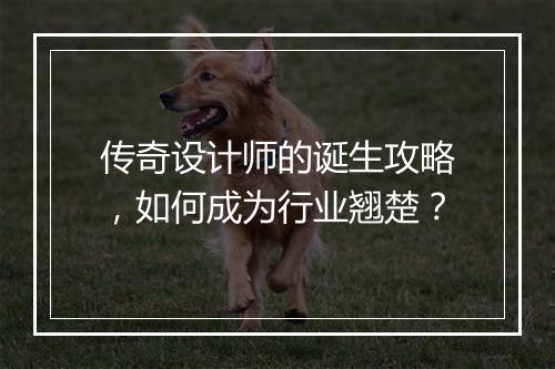 传奇设计师的诞生攻略，如何成为行业翘楚？