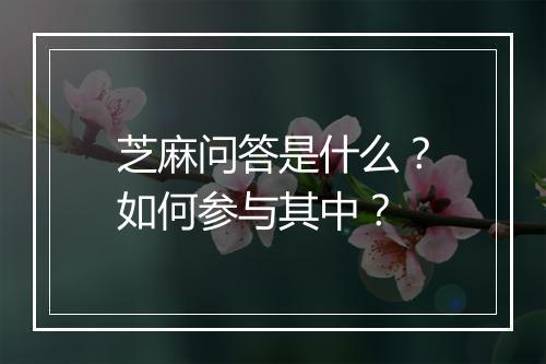 芝麻问答是什么？如何参与其中？
