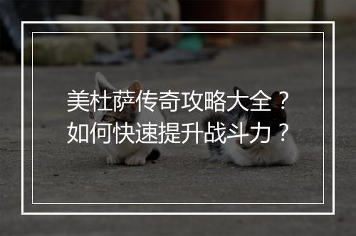 美杜萨传奇攻略大全？如何快速提升战斗力？