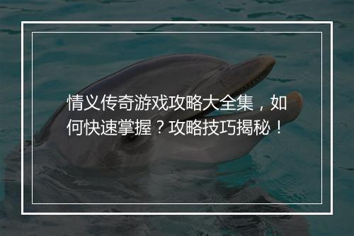情义传奇游戏攻略大全集，如何快速掌握？攻略技巧揭秘！
