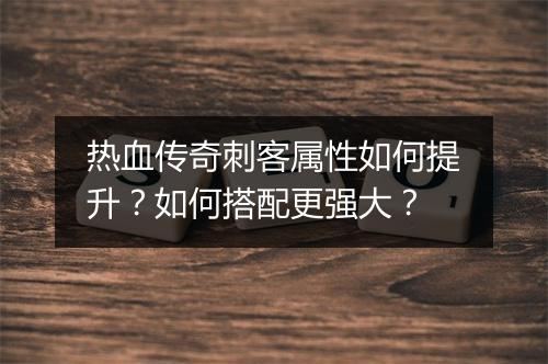 热血传奇刺客属性如何提升？如何搭配更强大？
