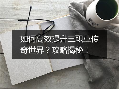 如何高效提升三职业传奇世界？攻略揭秘！