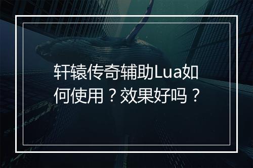轩辕传奇辅助Lua如何使用？效果好吗？