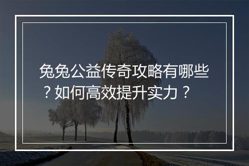 兔兔公益传奇攻略有哪些？如何高效提升实力？