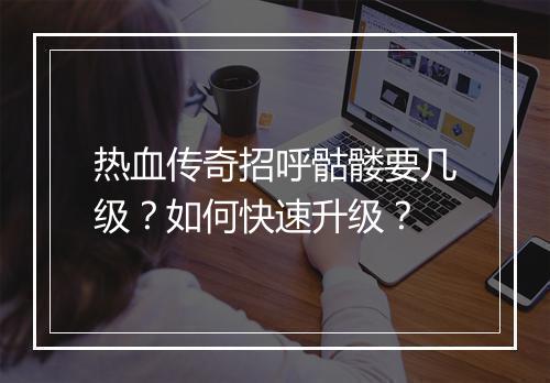 热血传奇招呼骷髅要几级？如何快速升级？
