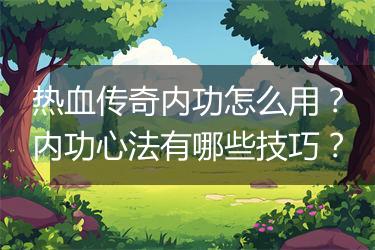 热血传奇内功怎么用？内功心法有哪些技巧？