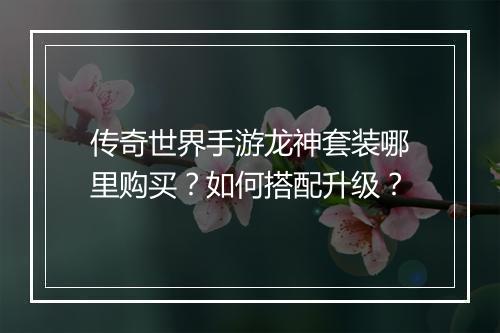 传奇世界手游龙神套装哪里购买？如何搭配升级？