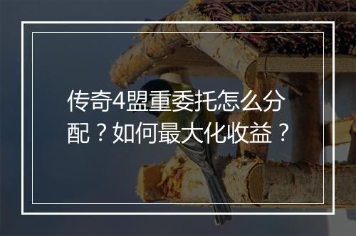 传奇4盟重委托怎么分配？如何最大化收益？