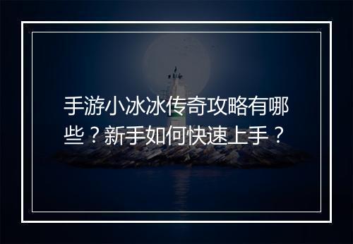 手游小冰冰传奇攻略有哪些？新手如何快速上手？