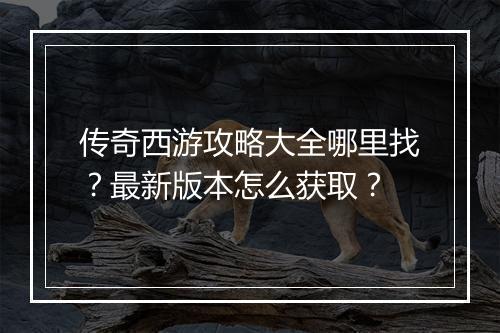 传奇西游攻略大全哪里找？最新版本怎么获取？