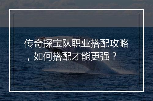 传奇探宝队职业搭配攻略，如何搭配才能更强？