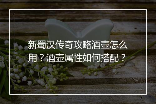 新蜀汉传奇攻略酒壶怎么用？酒壶属性如何搭配？