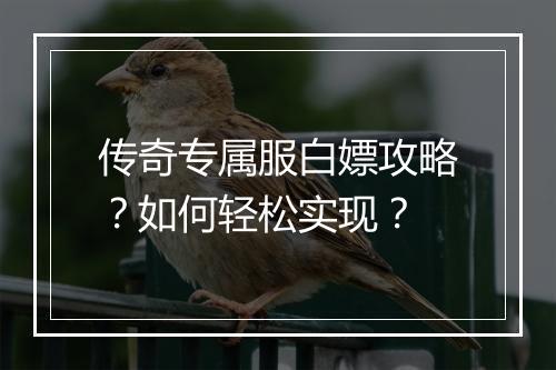传奇专属服白嫖攻略？如何轻松实现？