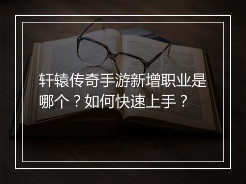 轩辕传奇手游新增职业是哪个？如何快速上手？