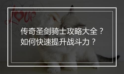 传奇圣剑骑士攻略大全？如何快速提升战斗力？