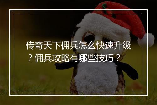 传奇天下佣兵怎么快速升级？佣兵攻略有哪些技巧？