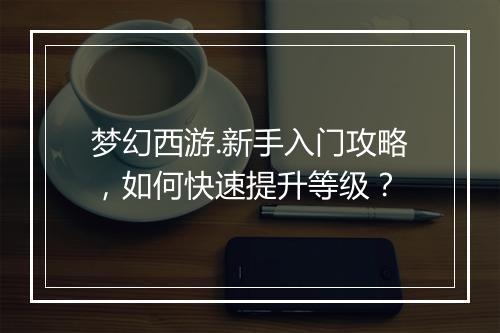 梦幻西游.新手入门攻略，如何快速提升等级？