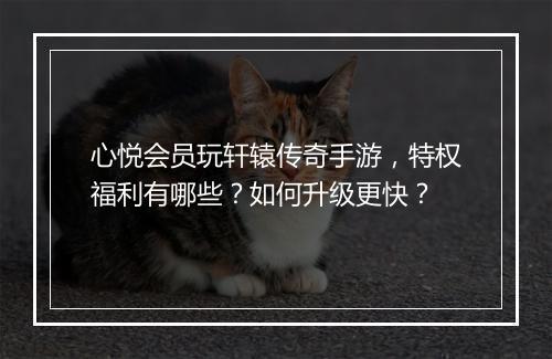 心悦会员玩轩辕传奇手游，特权福利有哪些？如何升级更快？