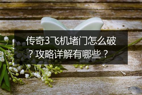 传奇3飞机堵门怎么破？攻略详解有哪些？