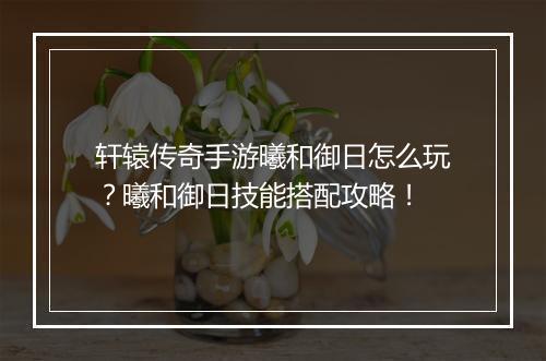 轩辕传奇手游曦和御日怎么玩？曦和御日技能搭配攻略！