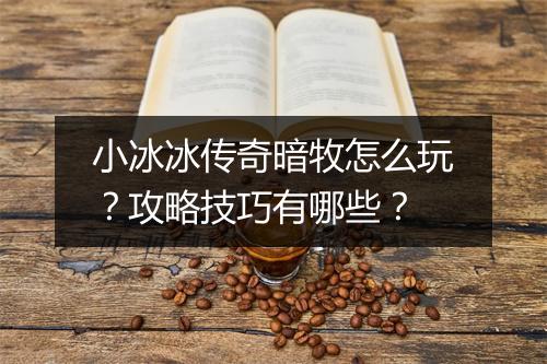 小冰冰传奇暗牧怎么玩？攻略技巧有哪些？