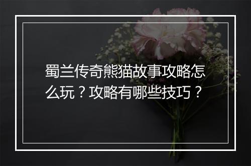 蜀兰传奇熊猫故事攻略怎么玩？攻略有哪些技巧？