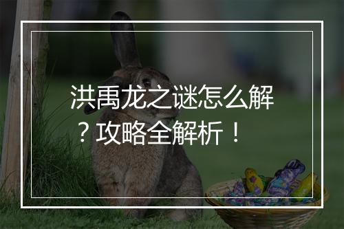 洪禹龙之谜怎么解？攻略全解析！
