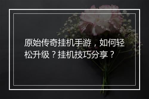 原始传奇挂机手游，如何轻松升级？挂机技巧分享？