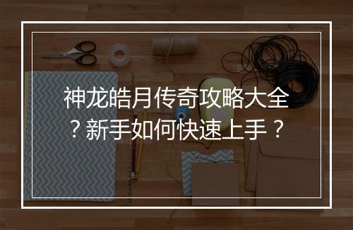 神龙皓月传奇攻略大全？新手如何快速上手？