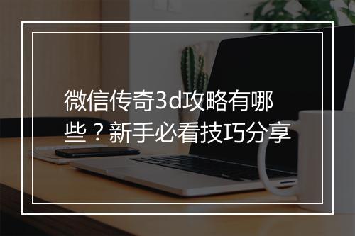 微信传奇3d攻略有哪些？新手必看技巧分享