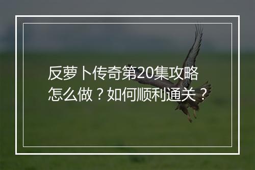 反萝卜传奇第20集攻略怎么做?如何顺利通关?