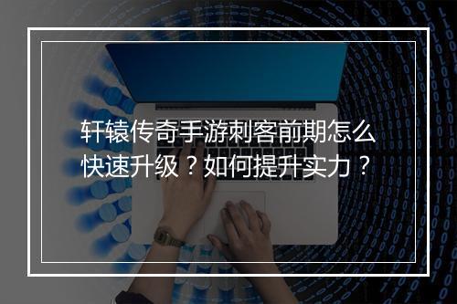 轩辕传奇手游刺客前期怎么快速升级？如何提升实力？