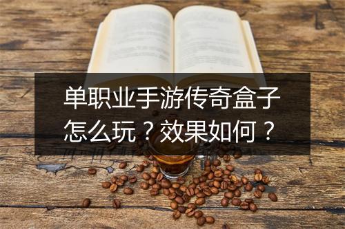 单职业手游传奇盒子怎么玩？效果如何？