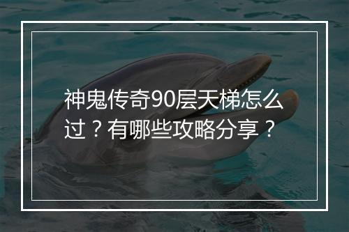 神鬼传奇90层天梯怎么过？有哪些攻略分享？