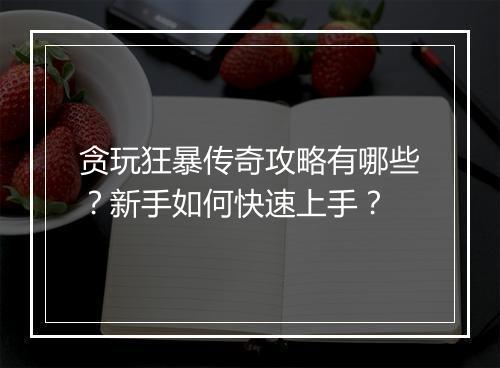 贪玩狂暴传奇攻略有哪些？新手如何快速上手？