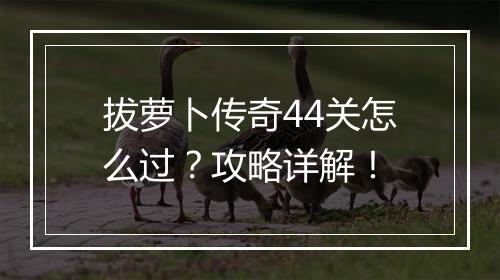 拔萝卜传奇44关怎么过？攻略详解！