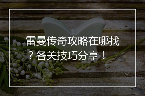 雷曼传奇攻略在哪找？各关技巧分享！