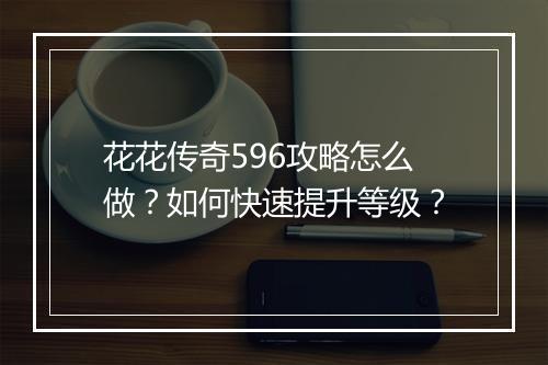 花花传奇596攻略怎么做？如何快速提升等级？