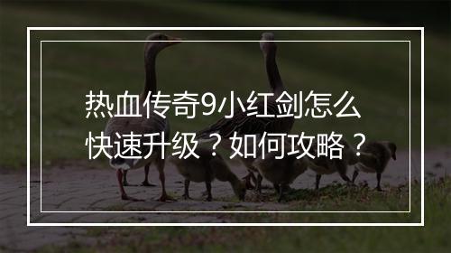 热血传奇9小红剑怎么快速升级？如何攻略？