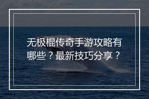无极棍传奇手游攻略有哪些?最新技巧分享?