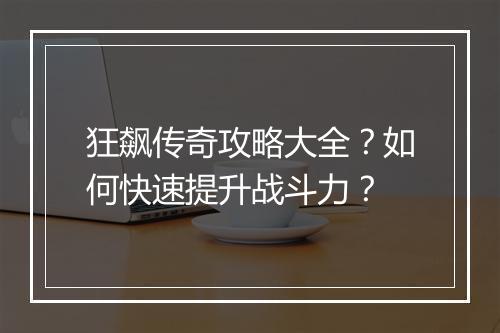 狂飙传奇攻略大全？如何快速提升战斗力？