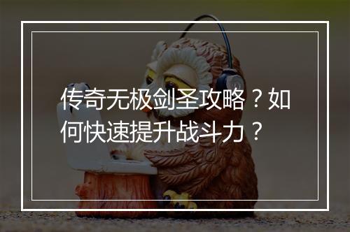 传奇无极剑圣攻略？如何快速提升战斗力？