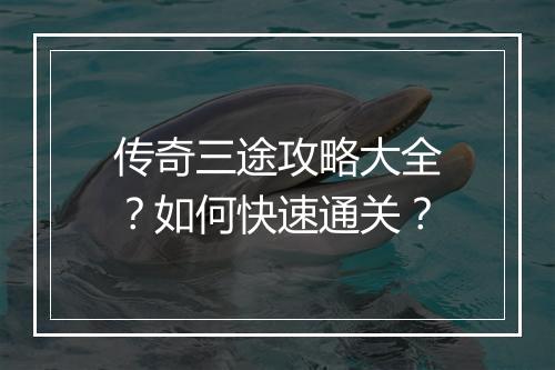 传奇三途攻略大全？如何快速通关？