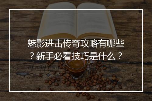 魅影进击传奇攻略有哪些？新手必看技巧是什么？