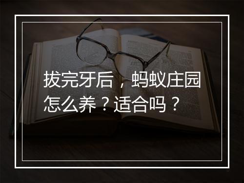 拔完牙后，蚂蚁庄园怎么养？适合吗？