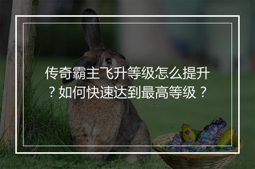 传奇霸主飞升等级怎么提升？如何快速达到最高等级？