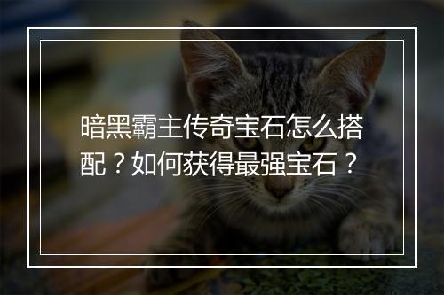 暗黑霸主传奇宝石怎么搭配？如何获得最强宝石？